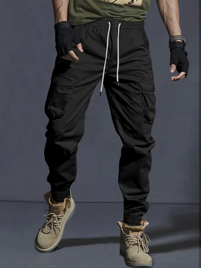 Herren Cargo-Joggerhose mit elastischem Bund, Tunnelzug und Multifunktionstaschen Nord Taschen