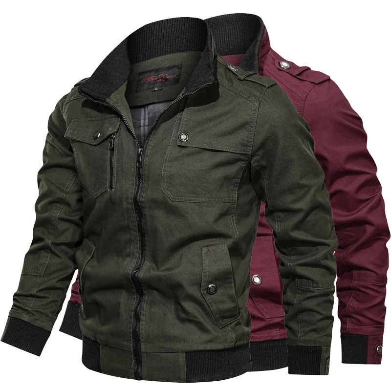 Herren Canvas-Fieldjacke im Bomberstil mit Rippsaum, Stehkragen und Utility-Taschen Nord Taschen