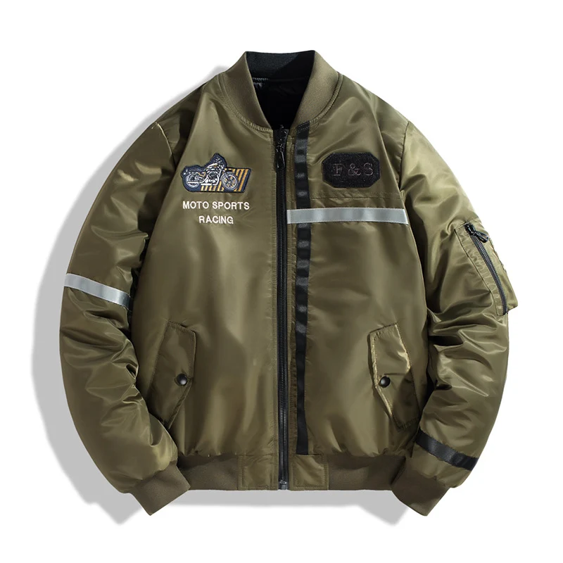 Herren Bomberjacke im Fliegerjackenstil mit reflektierenden Streifen, Utility‑Taschen und leichter Thermofütterung Nord Taschen