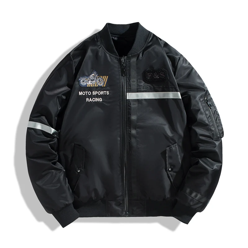 Herren Bomberjacke im Fliegerjackenstil mit reflektierenden Streifen, Utility‑Taschen und leichter Thermofütterung Nord Taschen