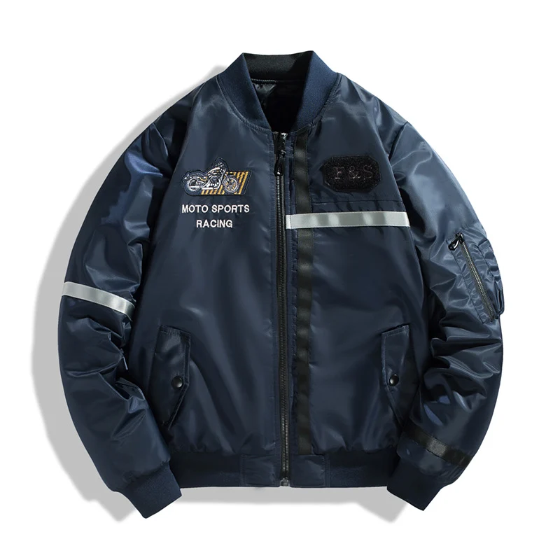 Herren Bomberjacke im Fliegerjackenstil mit reflektierenden Streifen, Utility‑Taschen und leichter Thermofütterung Nord Taschen
