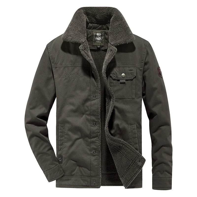 Herren Baumwoll-Canvas Feldjacke mit Teddyfutter und Utility-Taschen Nord Taschen