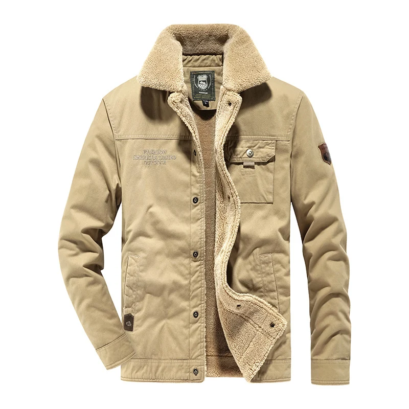 Herren Baumwoll-Canvas Feldjacke mit Teddyfutter und Utility-Taschen Nord Taschen