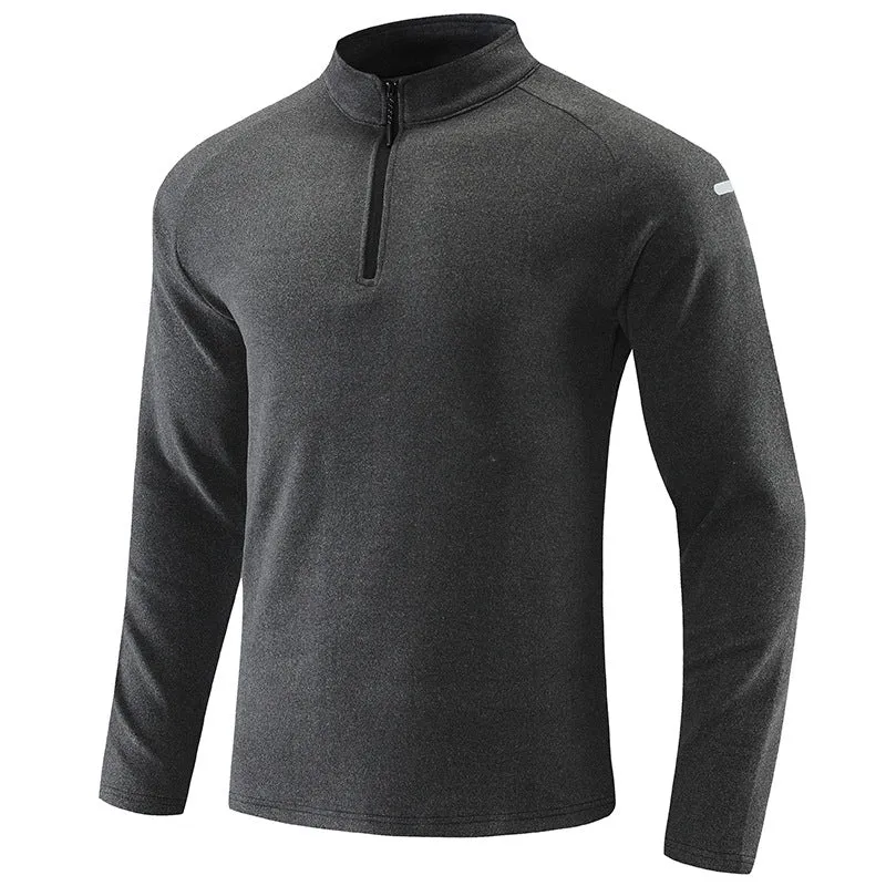 Herren Atmungsaktives Funktions-Langarmshirt mit Stehkragen und kurzem Reißverschluss Nord Taschen