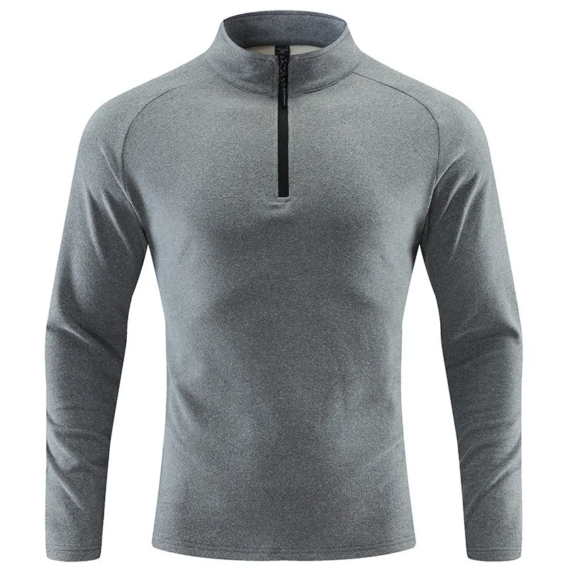 Herren Atmungsaktives Funktions-Langarmshirt mit Stehkragen und kurzem Reißverschluss Nord Taschen