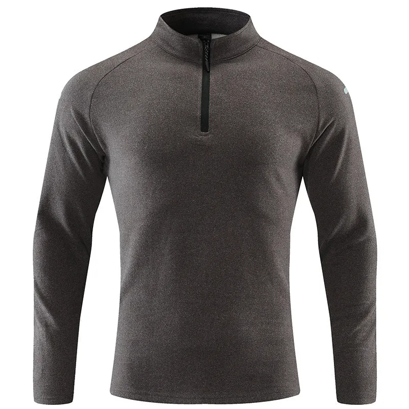 Herren Atmungsaktives Funktions-Langarmshirt mit Stehkragen und kurzem Reißverschluss Nord Taschen