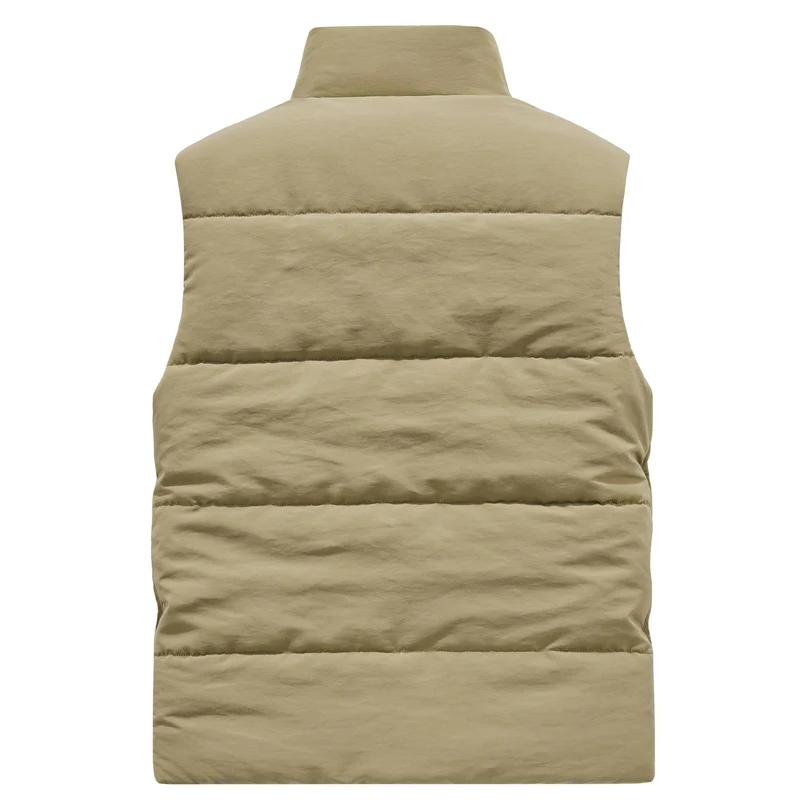 Herren Ärmellose Utility-Steppweste mit Teddyfutter und hohem Kragen Nord Taschen