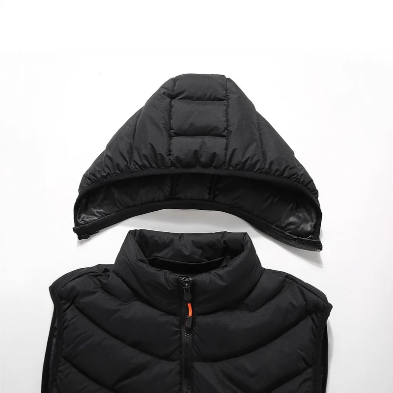 Herren Ärmellose Thermo-Utility‑Weste mit gesteppter Chevron‑Struktur, Kapuze und Zwei‑Wege‑Reißverschluss Nord Taschen