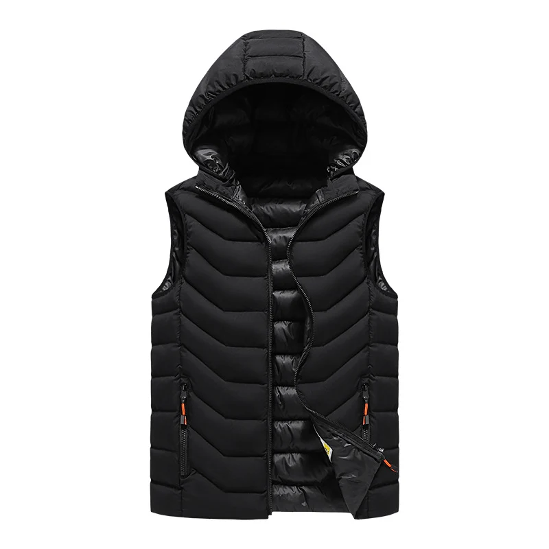 Herren Ärmellose Thermo-Utility‑Weste mit gesteppter Chevron‑Struktur, Kapuze und Zwei‑Wege‑Reißverschluss Nord Taschen