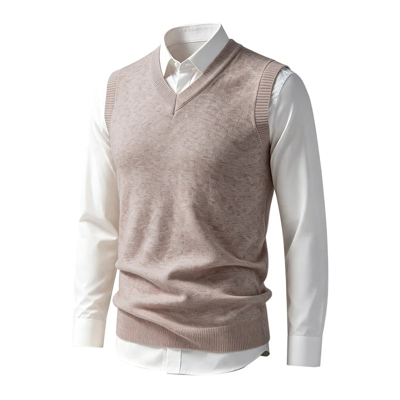 Herren Ärmellose Feinstrick V‑Ausschnitt Weste mit geripptem Saum Nord Taschen