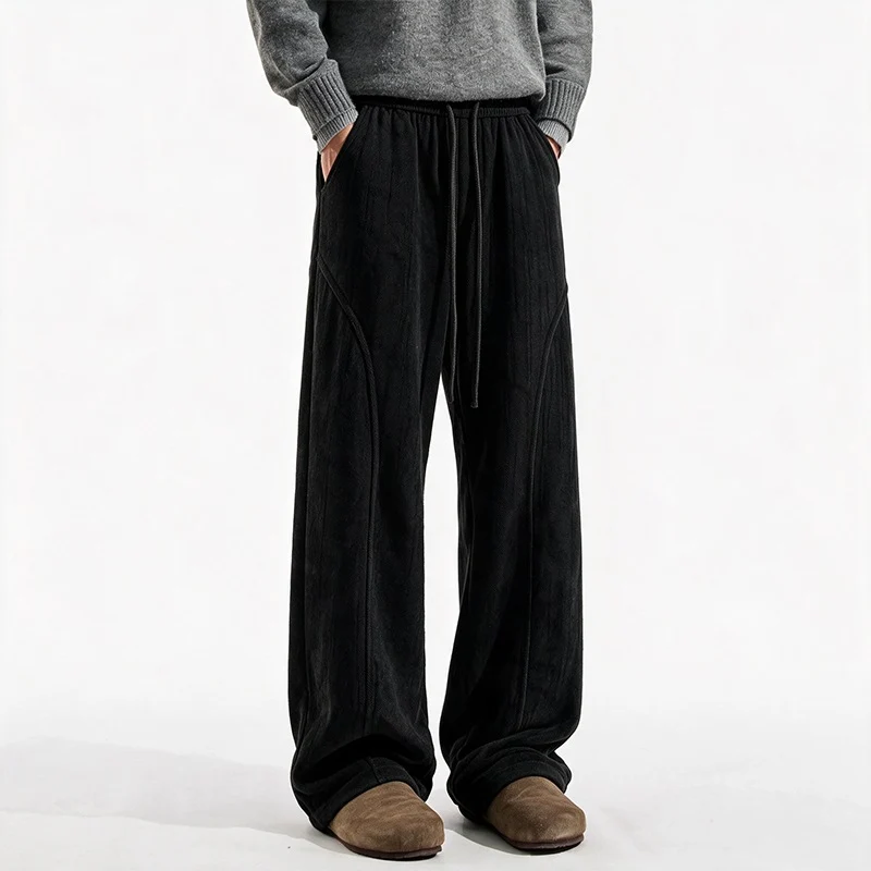 Damen Weite Velours-Loungehose mit hohem Elastikbund und Kordelzug Nord Taschen