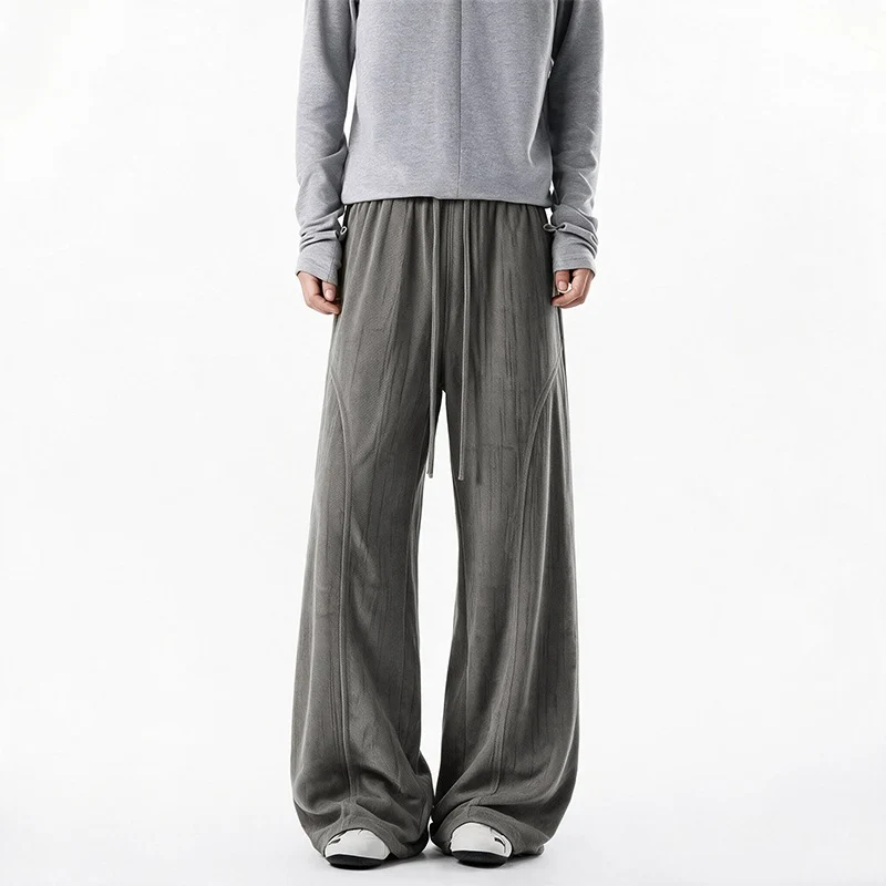 Damen Weite Velours-Loungehose mit hohem Elastikbund und Kordelzug Nord Taschen