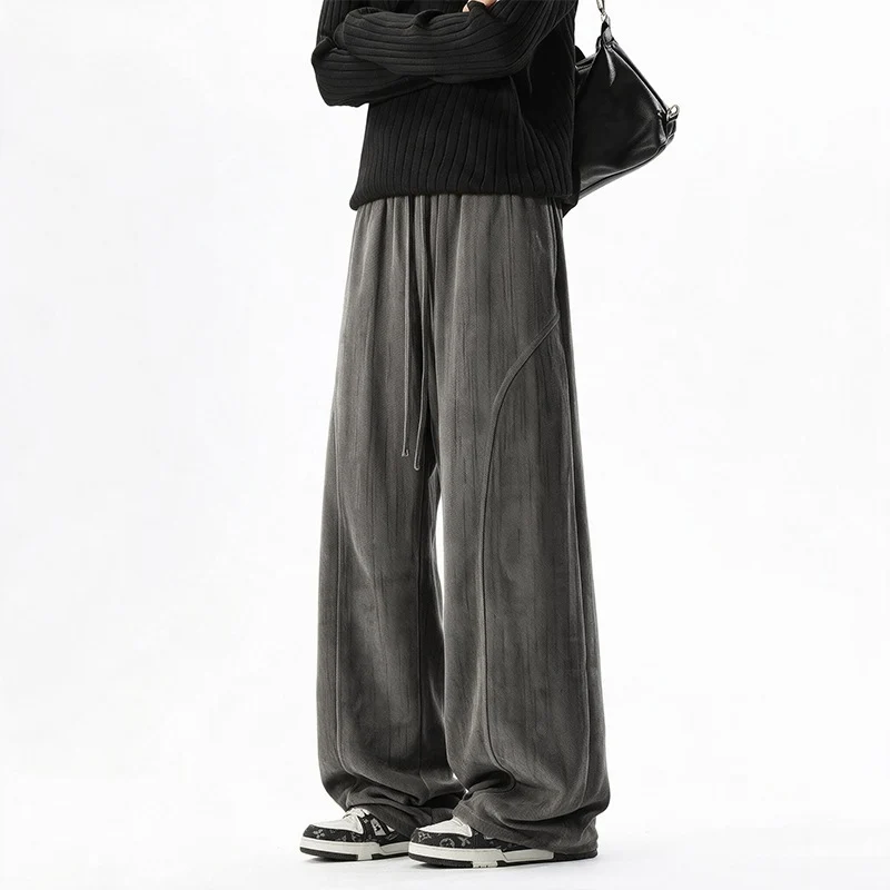 Damen Weite Velours-Loungehose mit hohem Elastikbund und Kordelzug Nord Taschen
