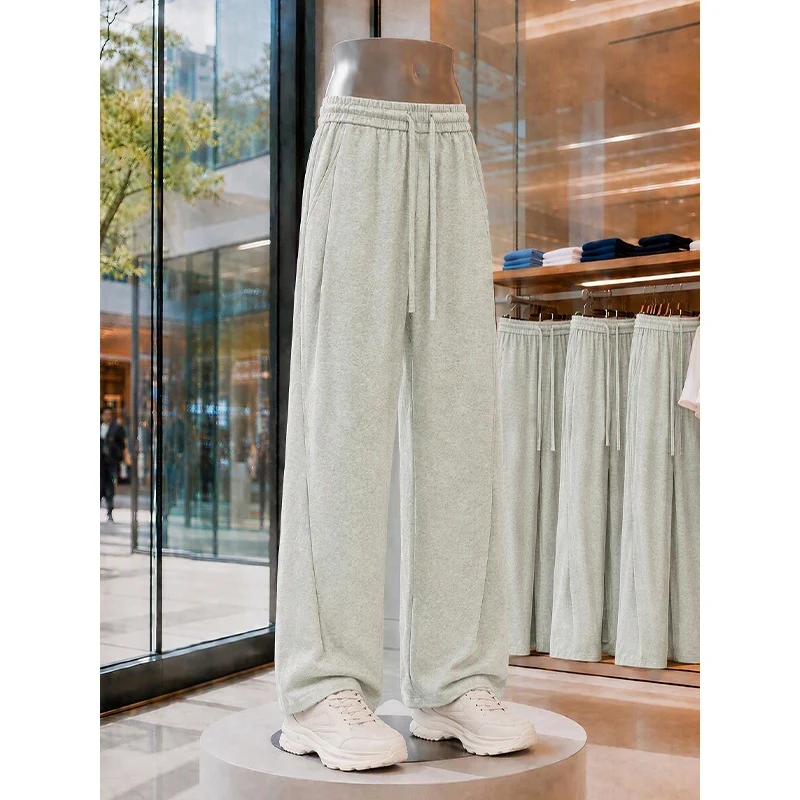 Damen Weite High‑Waist Lounge‑Hose mit Elastikbund, Tunnelzug und seitlichem Schlitz Nord Taschen