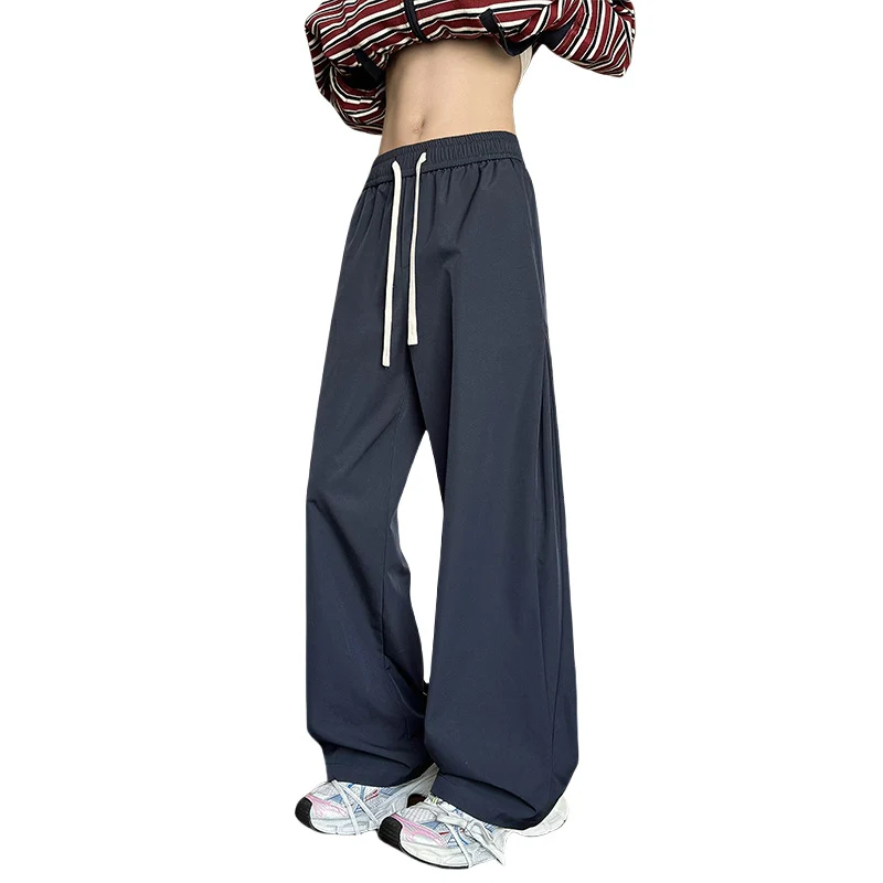 Damen Weit geschnittene Loungehose mit hohem Elastikbund und Kordelzug Nord Taschen