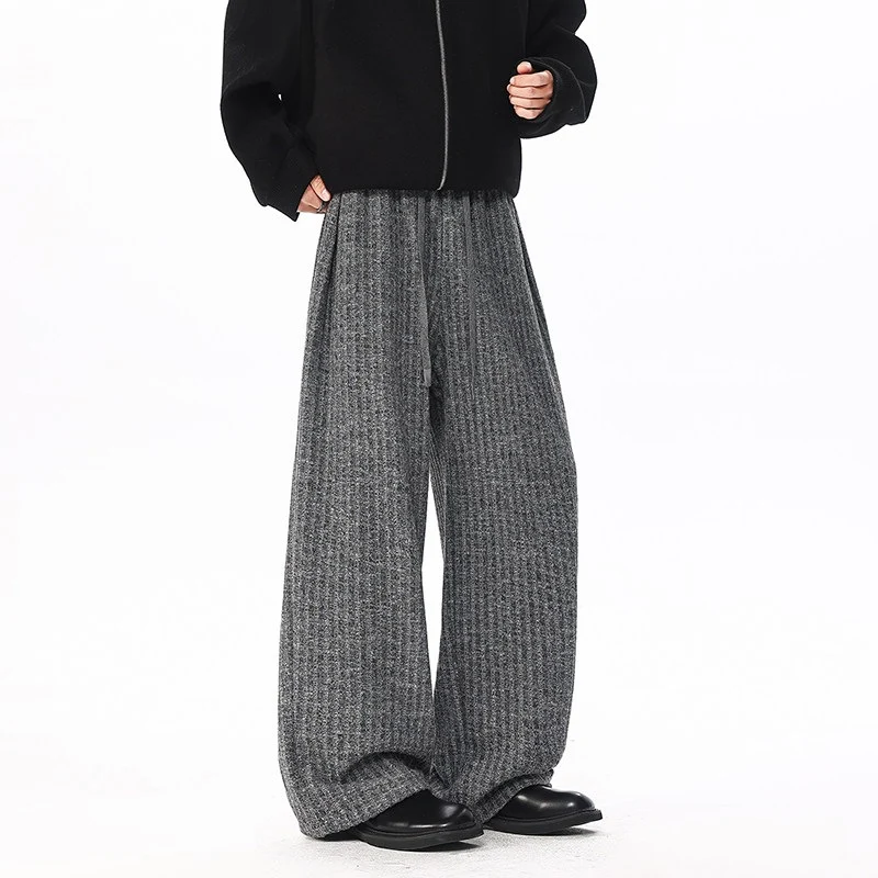 Damen Weit geschnittene gerippte Strickhose mit Tunnelzugbund und extra weitem Bein Nord Taschen