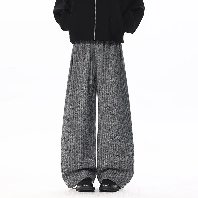 Damen Weit geschnittene gerippte Strickhose mit Tunnelzugbund und extra weitem Bein Nord Taschen