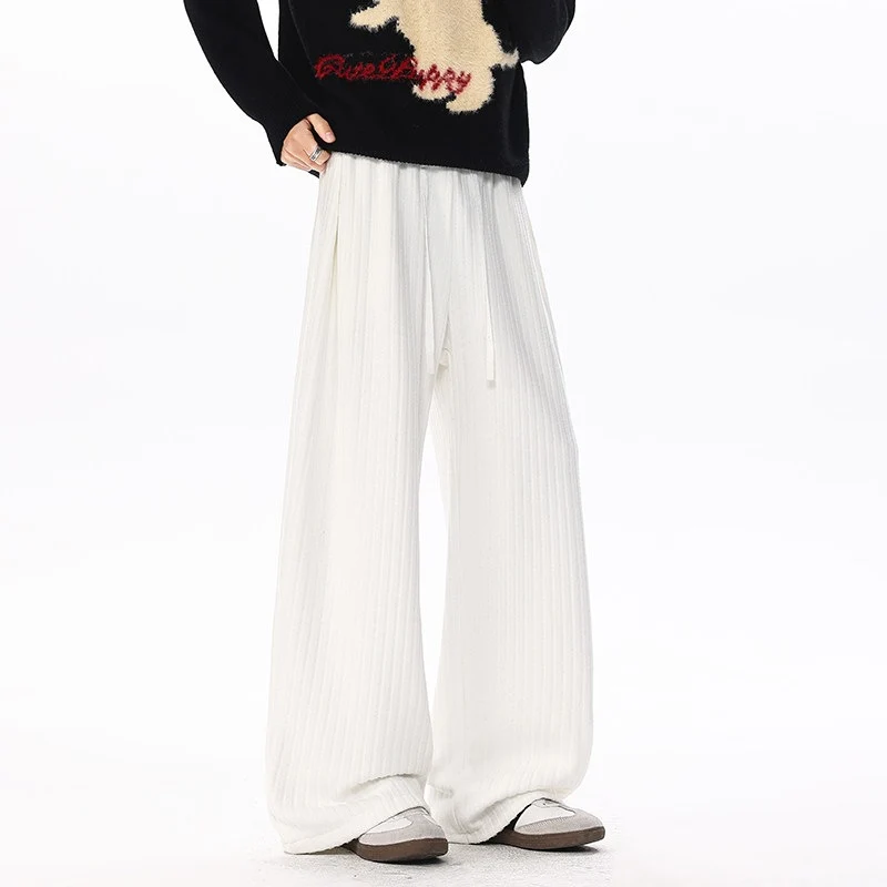 Damen Weit geschnittene gerippte Strickhose mit Tunnelzugbund und extra weitem Bein Nord Taschen