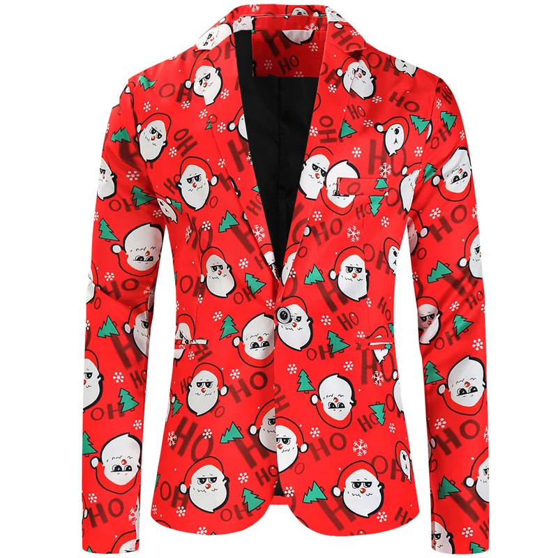Damen Weihnachtliches Slim-Fit-Sakko mit Allover Rentier- und Tannenbaum-Print Nord Taschen