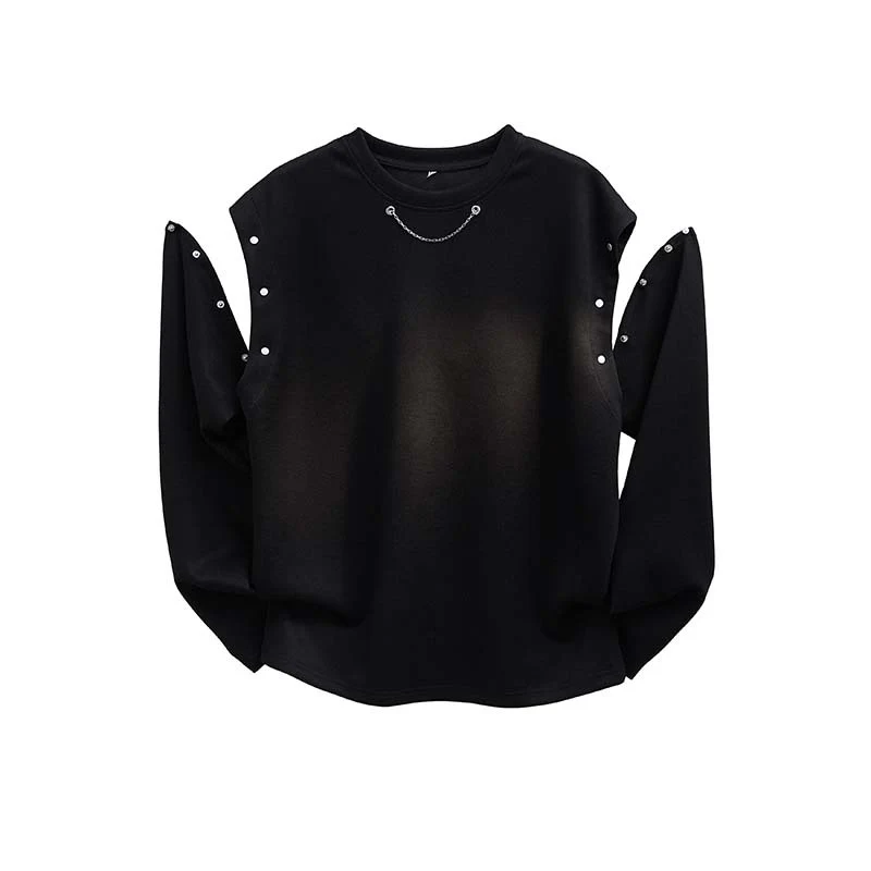 Damen Oversized Sweatshirt mit Ketten-Detail und Druckknopf-Ärmelöffnung Nord Taschen