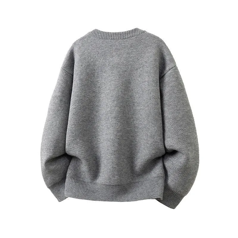Damen Oversize-Strickjacke mit rundem Ausschnitt und kontrastknöpfen Nord Taschen