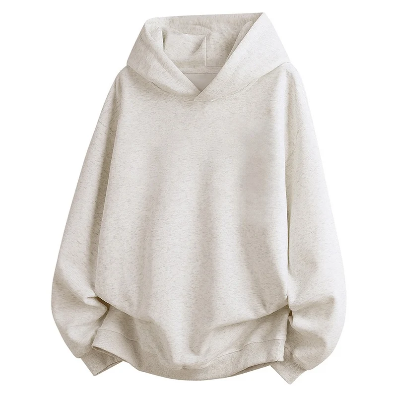 Damen Oversize Kapuzenpullover aus weichem Baumwollmix mit geripptem Saum und Raglanärmeln Nord Taschen