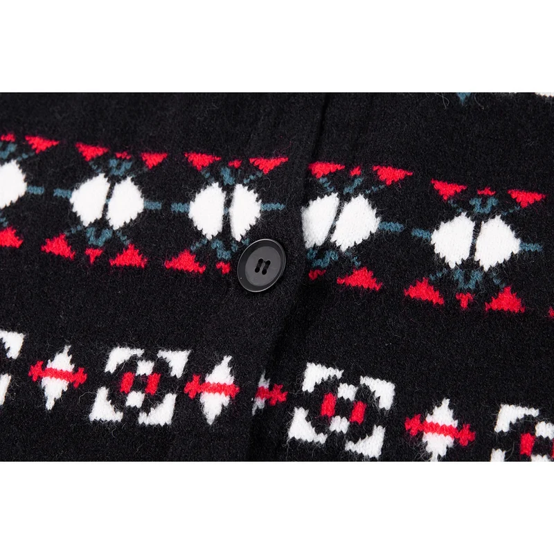 Damen Norwegermuster Strickcardigan mit Knopfleiste und Oversize-Schnitt Nord Taschen