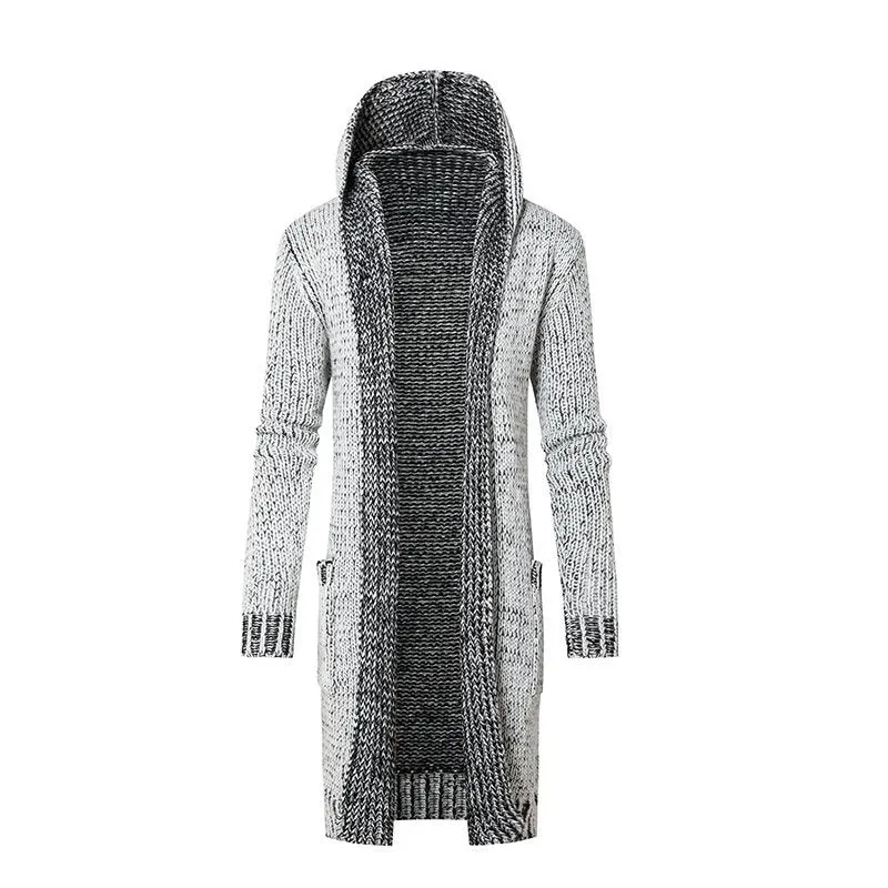 Damen Langer Kapuzen‑Strickcardigan mit tiefer Rippenstruktur und aufgesetzten Taschen Nord Taschen