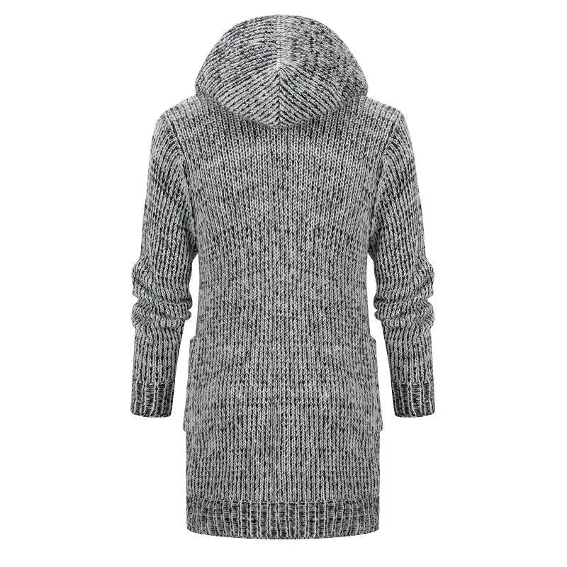 Damen Langer Kapuzen‑Strickcardigan mit tiefer Rippenstruktur und aufgesetzten Taschen Nord Taschen