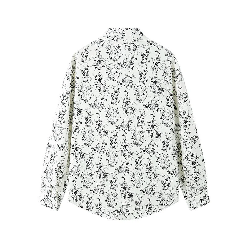Damen Langärmliges Hemd mit floralem Allover-Print und klassischem Kragen Nord Taschen