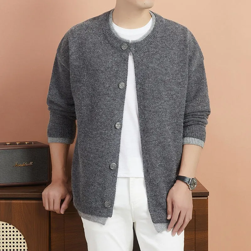 Damen Kurze Strickjacke mit Kontrastkragen und Knopfleiste Nord Taschen