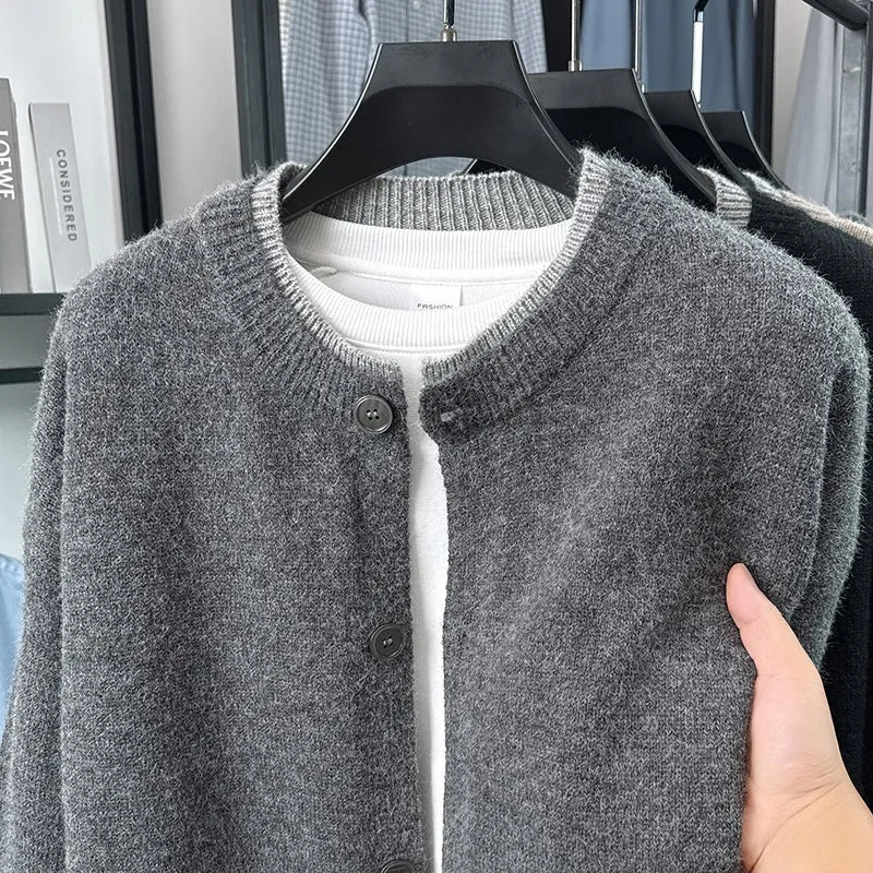 Damen Kurze Strickjacke mit Kontrastkragen und Knopfleiste Nord Taschen
