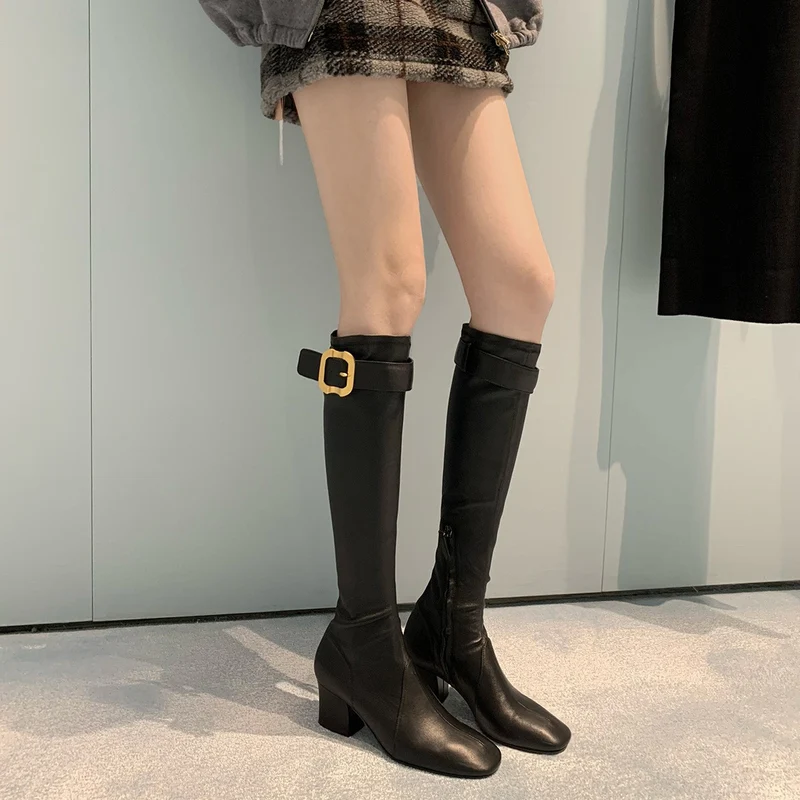Damen Stretch-Stiefelette mit mittlerem Blockabsatz Nord Taschen
