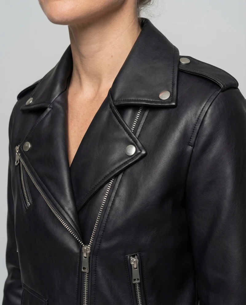 Damen Motojacke in Lederoptik