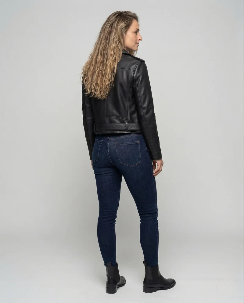 Damen Motojacke in Lederoptik