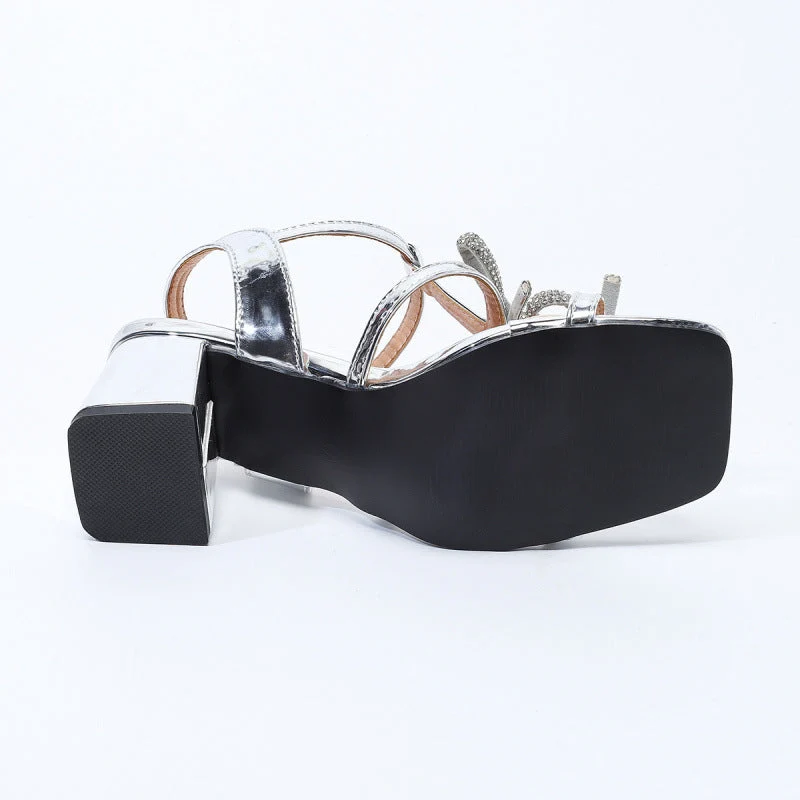 Damen Slingback-Sandalen mit eleganten Schleifen und stabilen Blockabsätzen