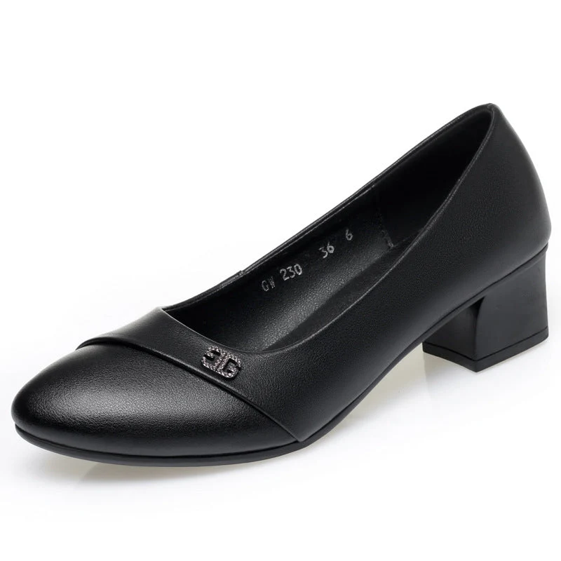 Damen elegante Pumps mit komfortablem Blockabsatz und modischem Schmuckdetail