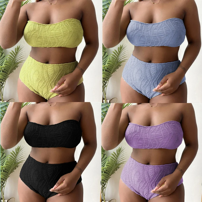 Damen Hoch tailliertes Bustier-Bikini-Set mit Rüschen-Design Nord Taschen
