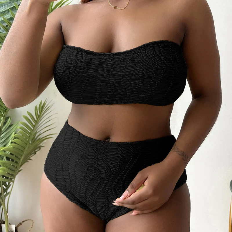 Damen Hoch tailliertes Bustier-Bikini-Set mit Rüschen-Design Nord Taschen