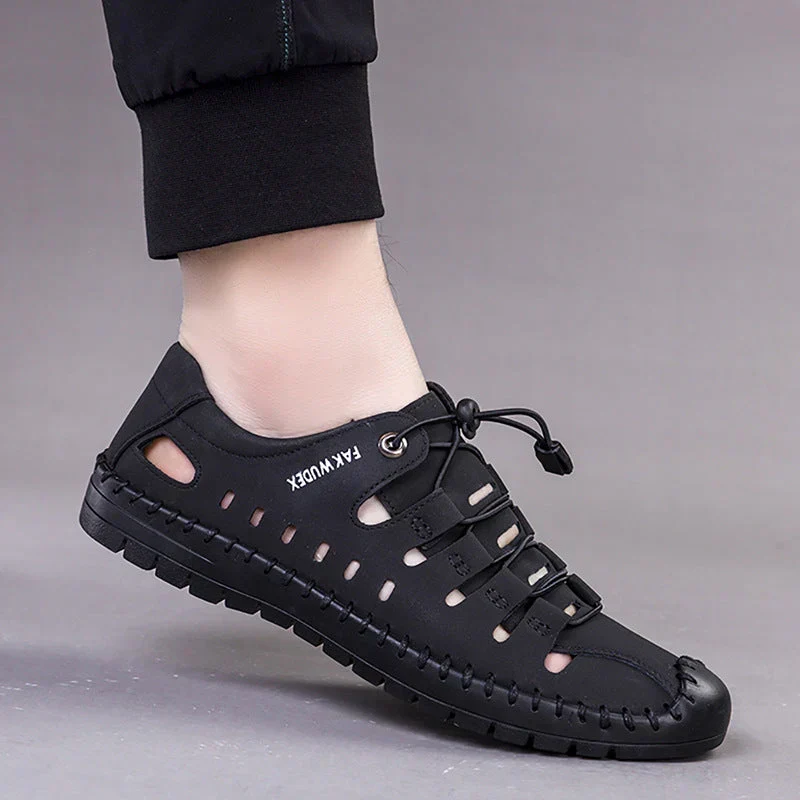 Outdoor Aviator Sandalen aus Leder mit gewickelter Zehe