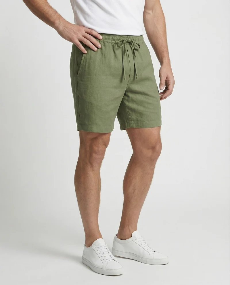 Herren Strandshorts Leinen Lässig Tunnelzug