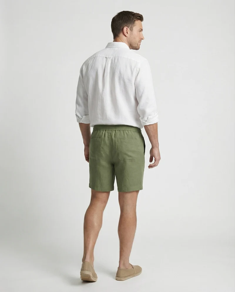 Herren Strandshorts Leinen Lässig Tunnelzug