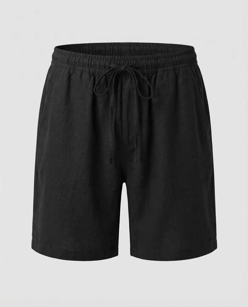 Herren Strandshorts Leinen Lässig Tunnelzug