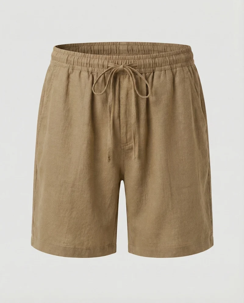 Herren Strandshorts Leinen Lässig Tunnelzug