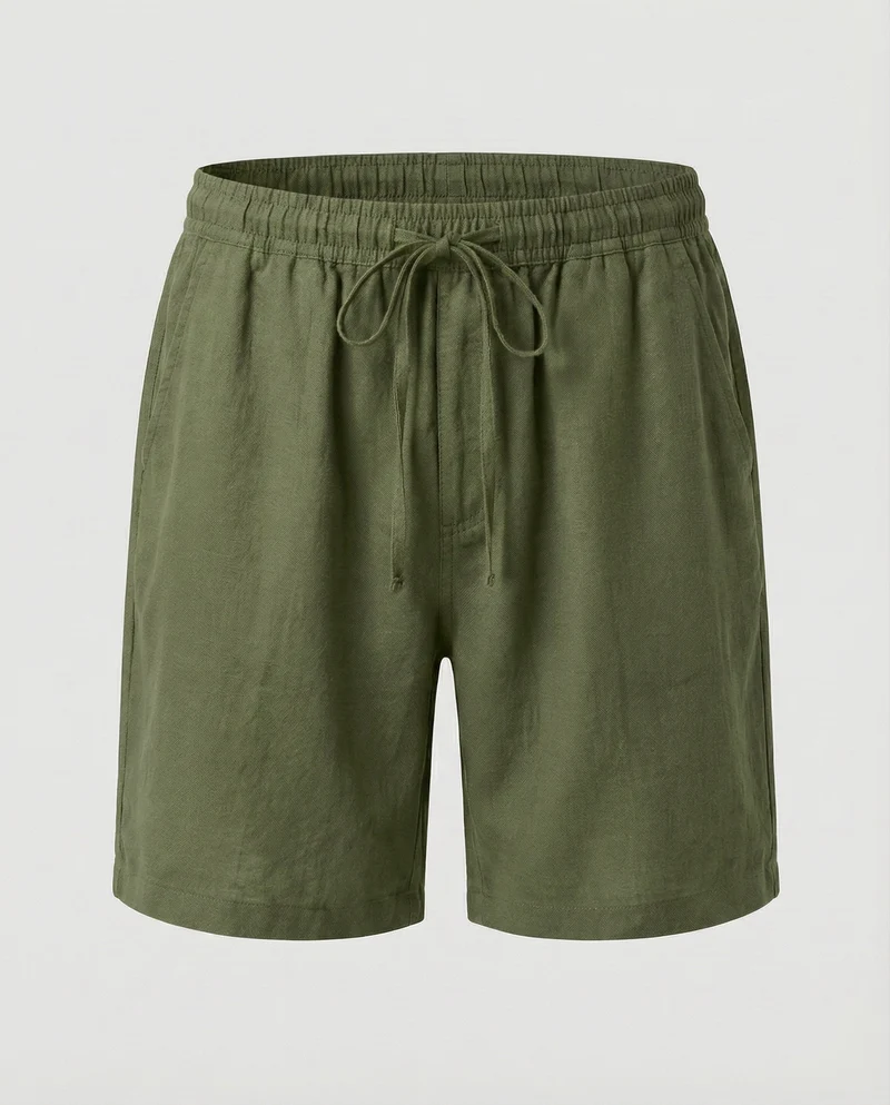 Herren Strandshorts Leinen Lässig Tunnelzug