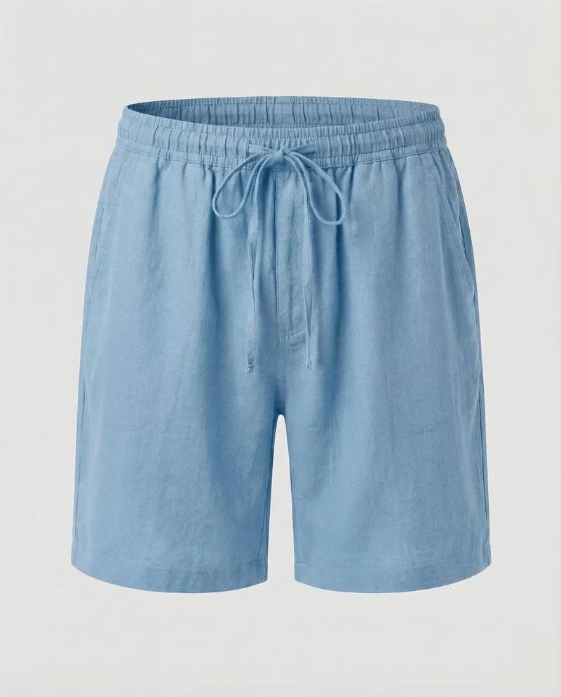 Herren Strandshorts Leinen Lässig Tunnelzug