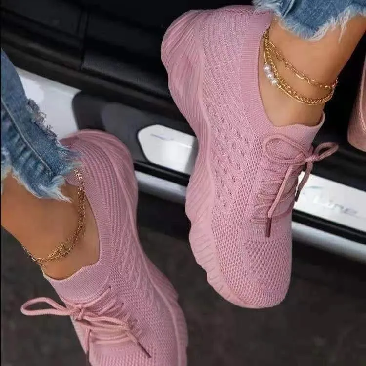 Damen atmungsaktive Sportschuhe mit flexiblem Mesh-Obermaterial und rutschfester Sohle