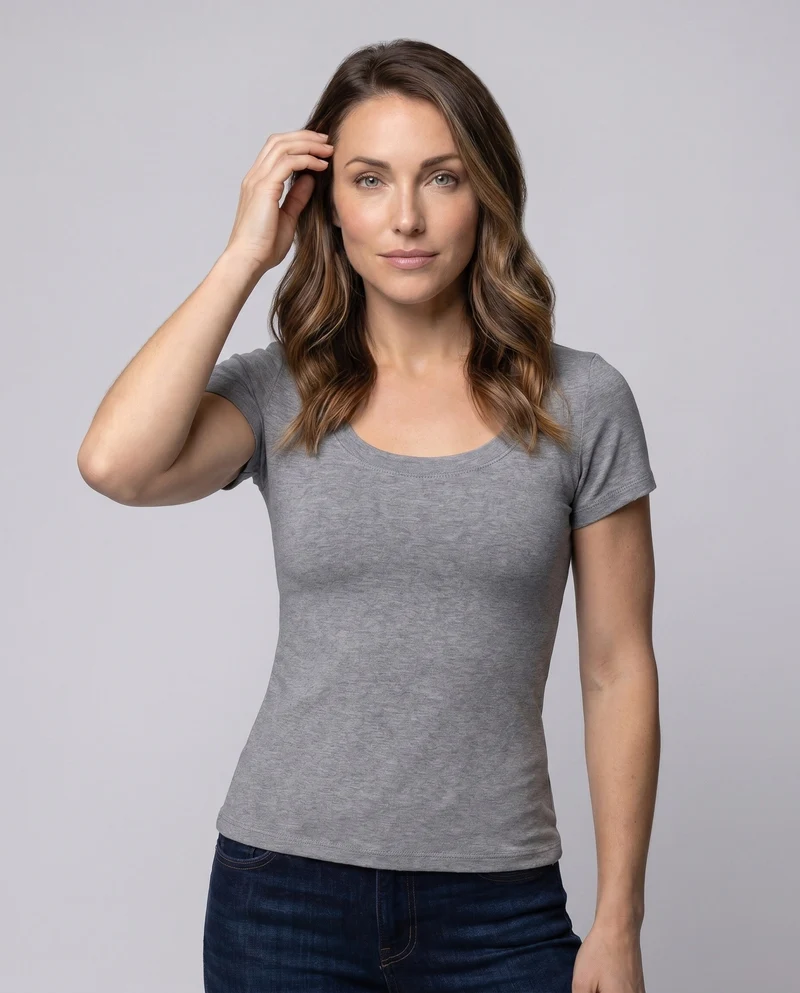 Damen Kurzarm T-Shirt mit weitem Ausschnitt und lässigem Schnitt