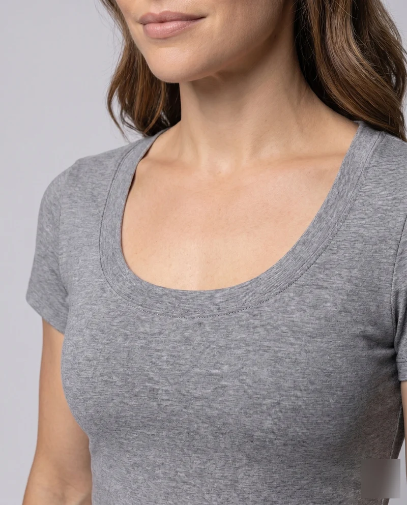 Damen Kurzarm T-Shirt mit weitem Ausschnitt und lässigem Schnitt