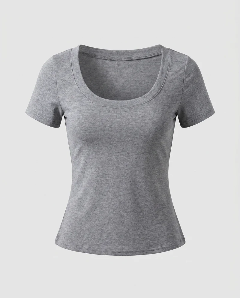 Damen Kurzarm T-Shirt mit weitem Ausschnitt und lässigem Schnitt